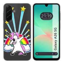Funda Silicona Transparente para Samsung Galaxy A26 5G diseño Unicornio Dibujos
