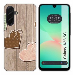 Funda Silicona para Samsung Galaxy A26 5G diseño Corazones Madera Dibujos