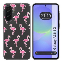 Funda Silicona Transparente para Samsung Galaxy A36 5G diseño Flamenco Dibujos
