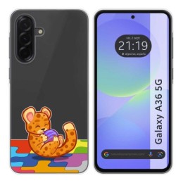 Funda Silicona Transparente para Samsung Galaxy A36 5G diseño Leopardo Dibujos