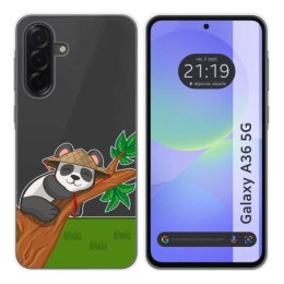 Funda Silicona Transparente para Samsung Galaxy A36 5G diseño Panda Dibujos