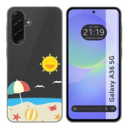 Funda Silicona Transparente para Samsung Galaxy A36 5G diseño Playa Dibujos