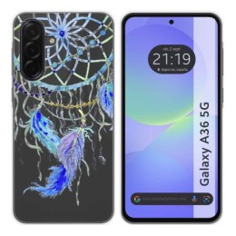 Funda Silicona Transparente para Samsung Galaxy A36 5G diseño Plumas Dibujos