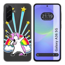 Funda Silicona Transparente para Samsung Galaxy A36 5G diseño Unicornio Dibujos