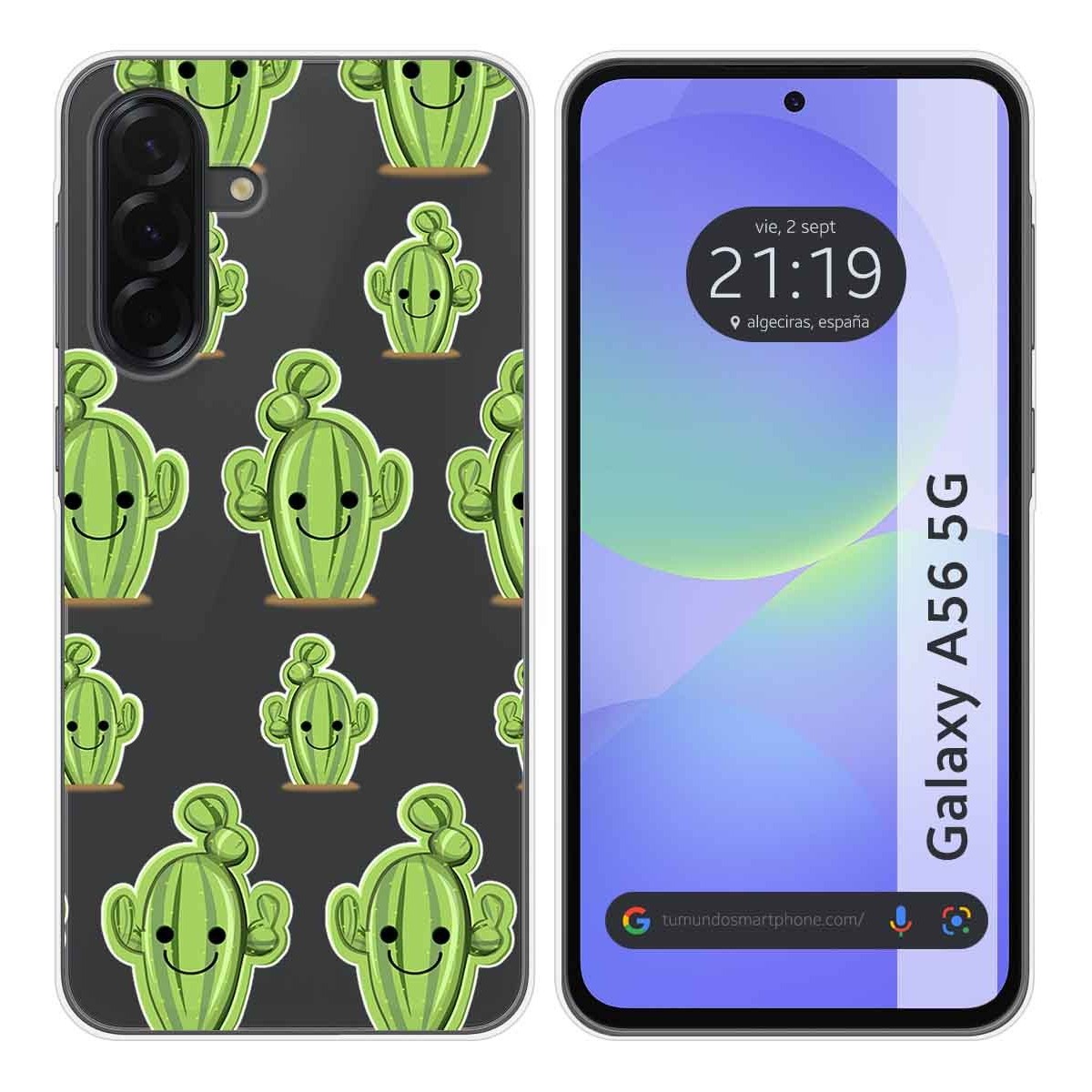 Funda Silicona Transparente para Samsung Galaxy A56 5G diseño Cactus Dibujos
