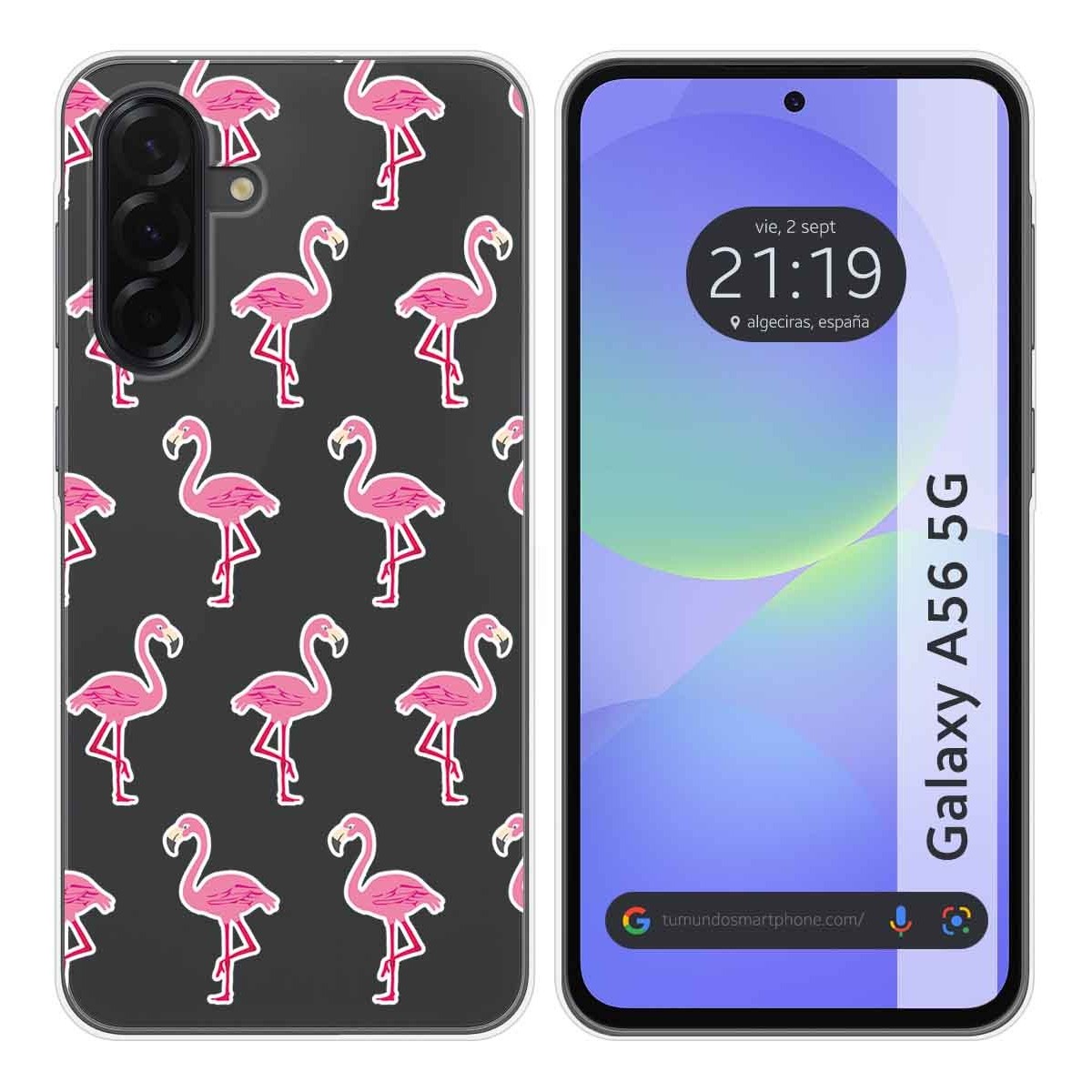 Funda Silicona Transparente para Samsung Galaxy A56 5G diseño Flamenco Dibujos