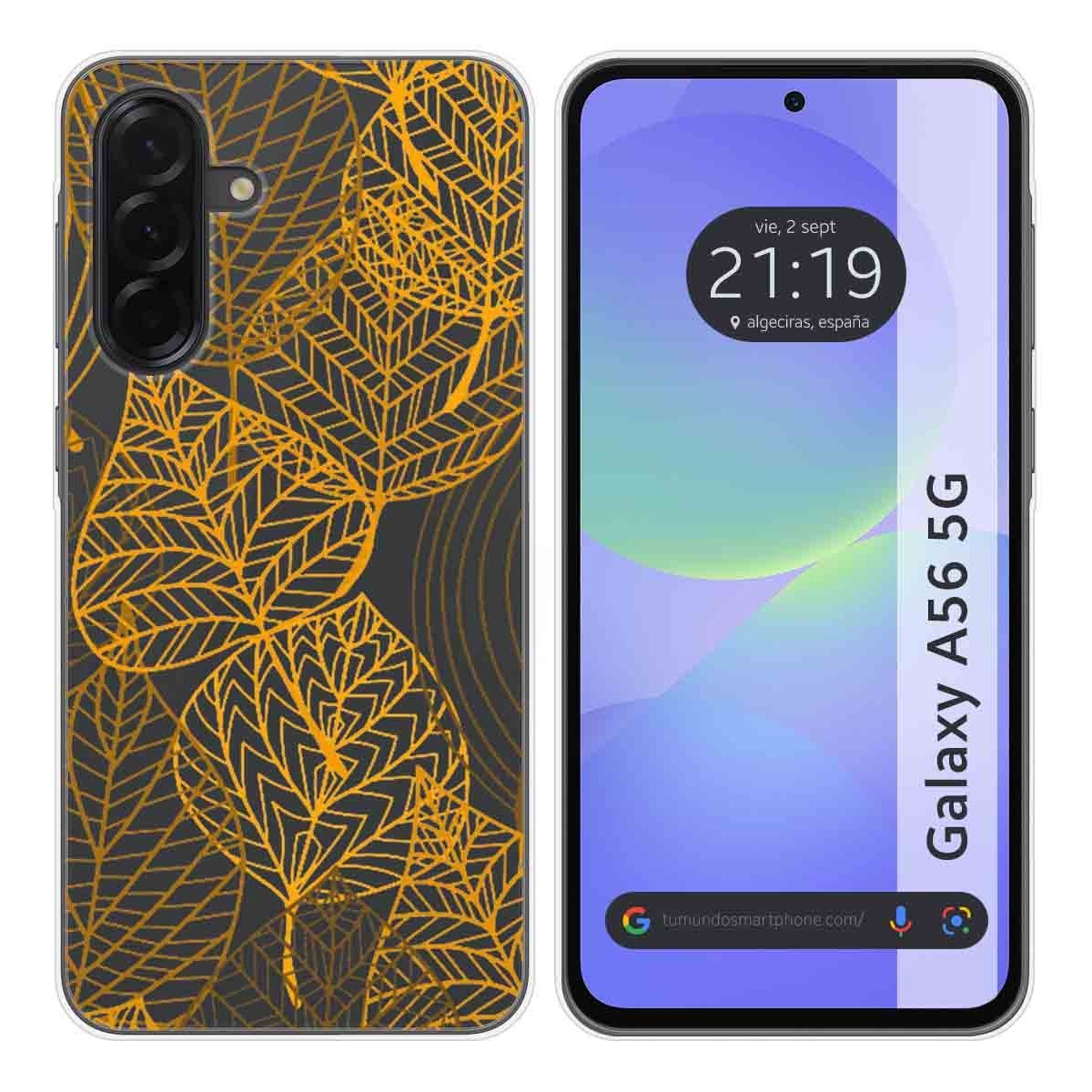 Funda Silicona Transparente para Samsung Galaxy A56 5G diseño Hojas Dibujos