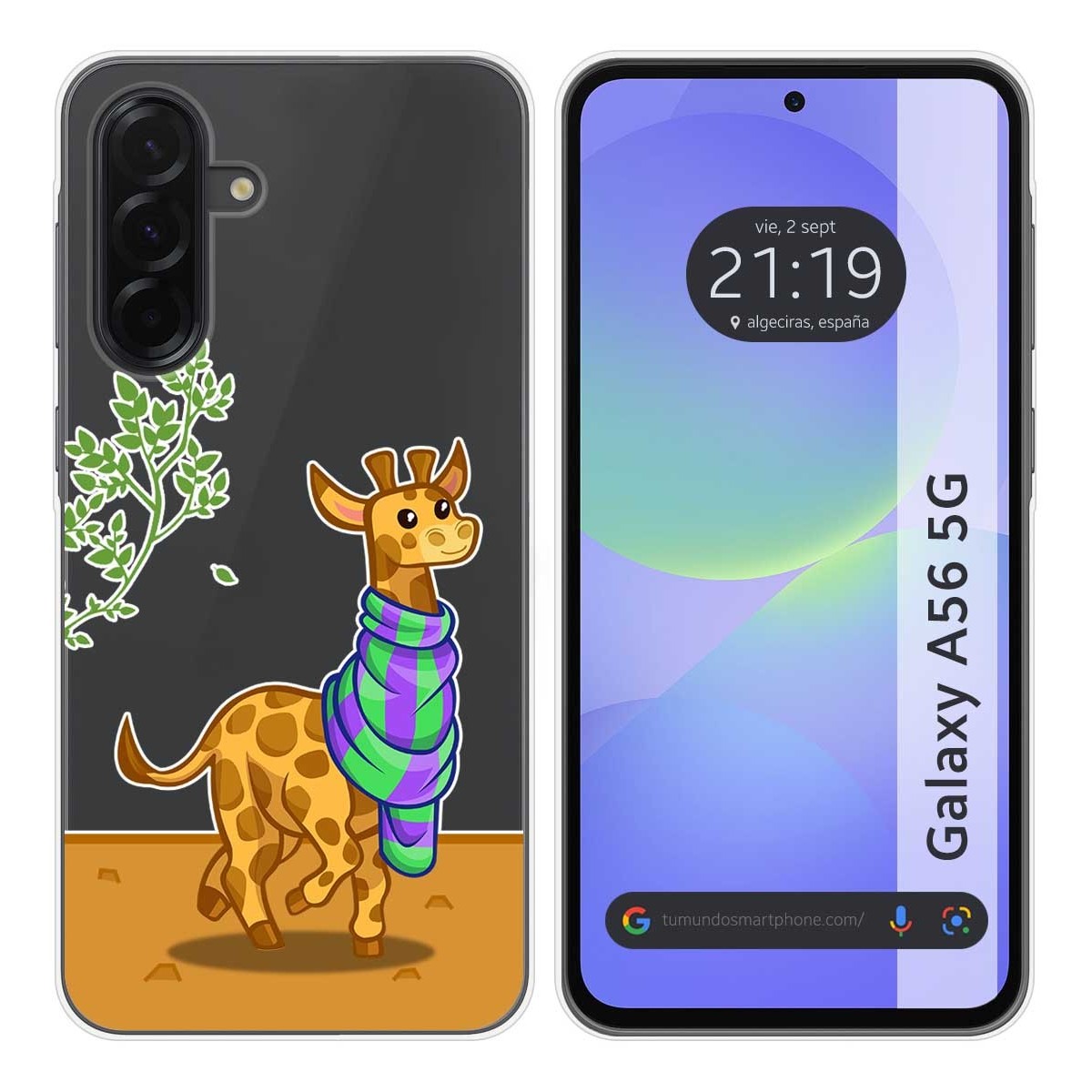 Funda Silicona Transparente para Samsung Galaxy A56 5G diseño Jirafa Dibujos