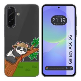 Funda Silicona Transparente para Samsung Galaxy A56 5G diseño Panda Dibujos