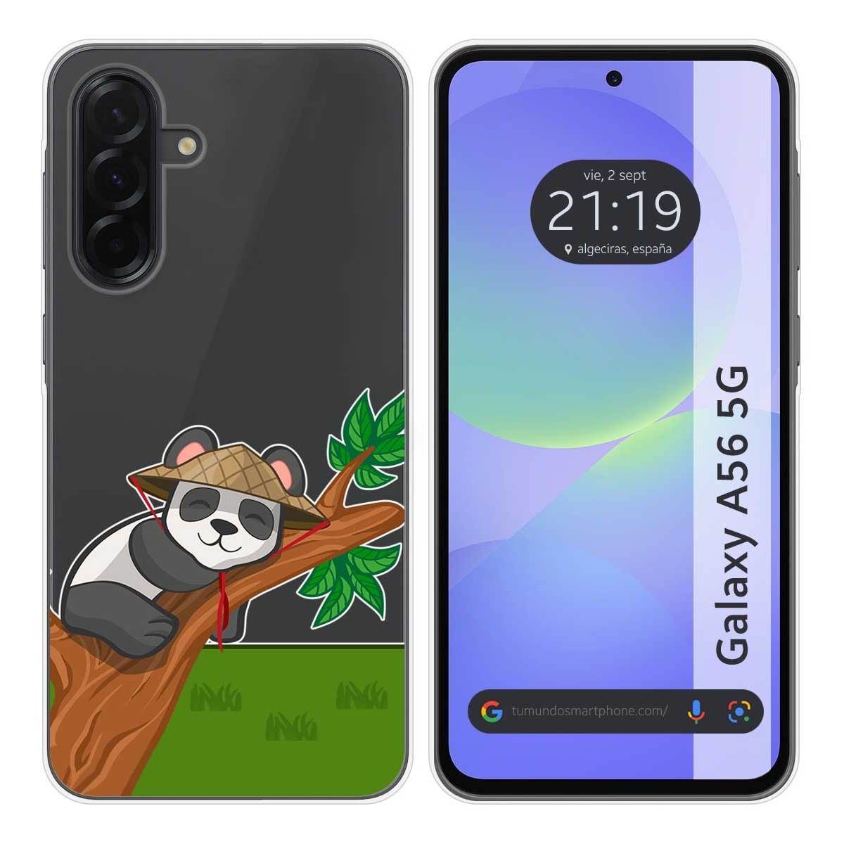 Funda Silicona Transparente para Samsung Galaxy A56 5G diseño Panda Dibujos