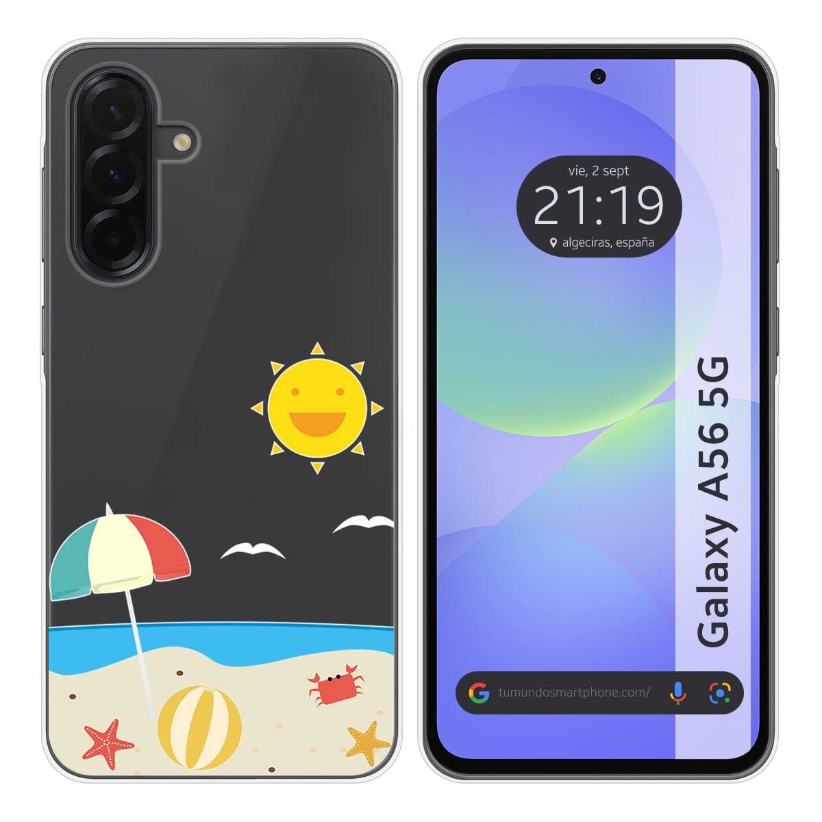 Funda Silicona Transparente para Samsung Galaxy A56 5G diseño Playa Dibujos