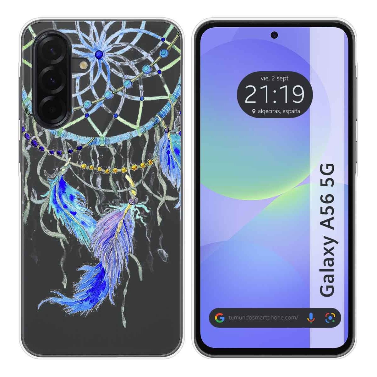 Funda Silicona Transparente para Samsung Galaxy A56 5G diseño Plumas Dibujos