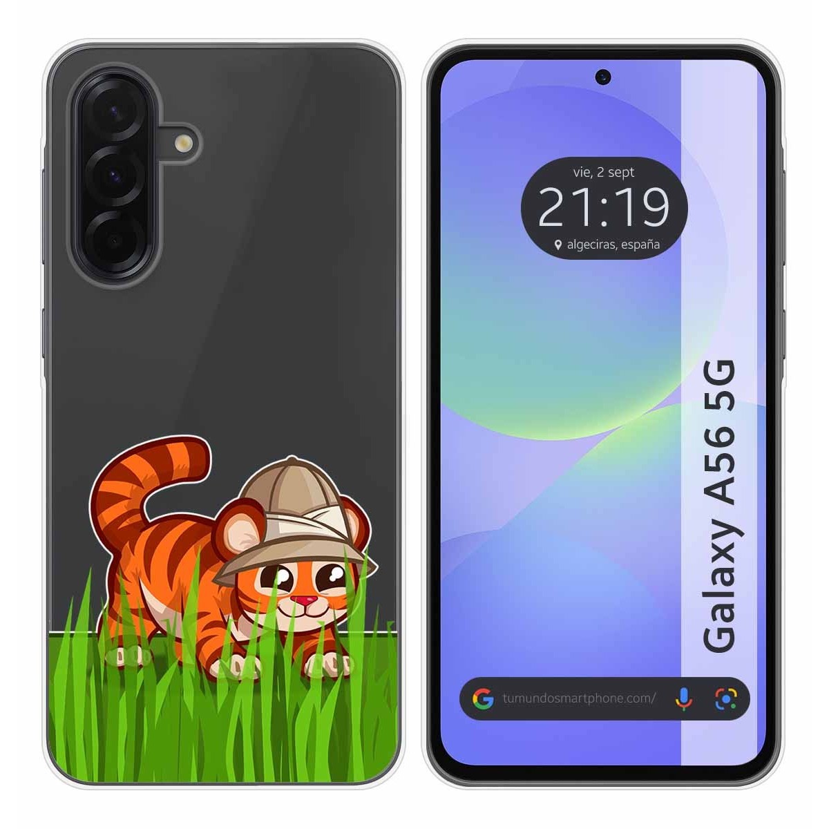 Funda Silicona Transparente para Samsung Galaxy A56 5G diseño Tigre Dibujos