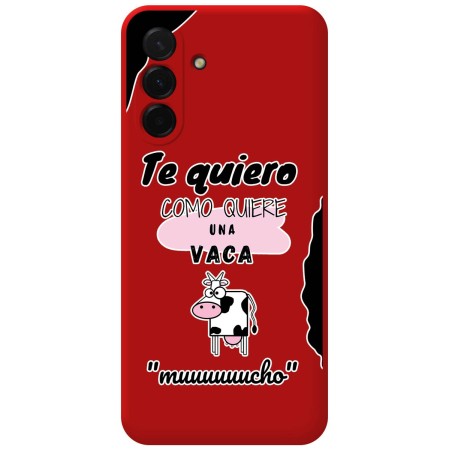 Funda Silicona Líquida Roja para Samsung Galaxy A56 5G diseño Vaca Dibujos