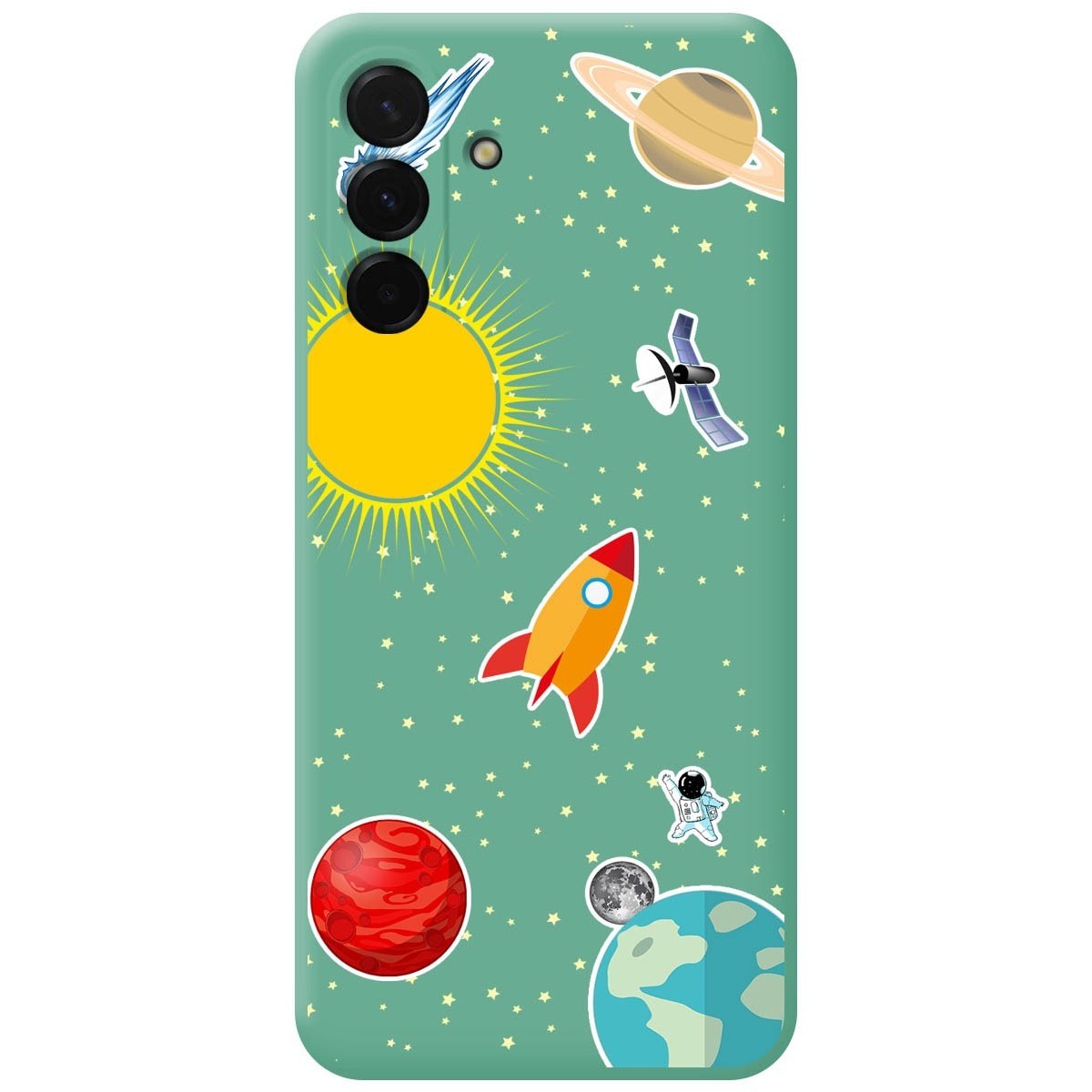 Funda Silicona Líquida Verde para Samsung Galaxy A56 5G diseño Espacio Dibujos