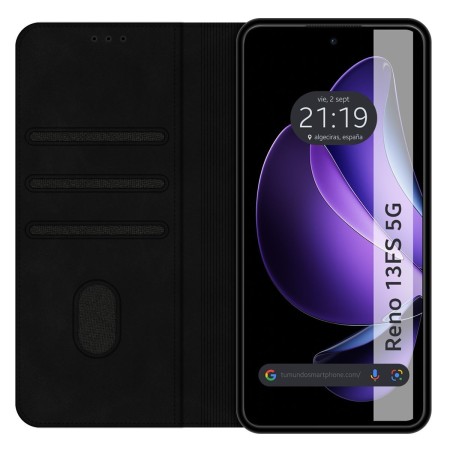 Funda Libro de Polipiel con tarjetero para Oppo Reno 13FS 4G / 13 FS 5G color Negra