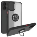 Funda Mate con Borde Negro y Anillo Giratorio 360 para iPhone 16e (6.1)