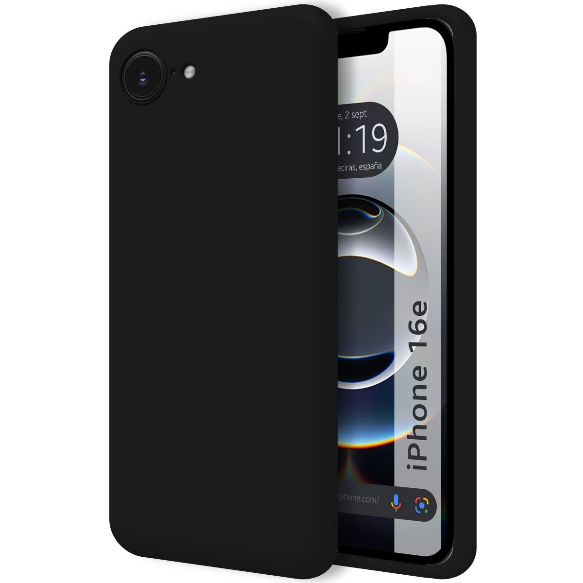 Funda Silicona Líquida Ultra Suave para iPhone 16e (6.1) color Negra
