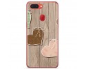 Funda Gel Tpu para Oppo R15 Pro Diseño Corazones Madera Dibujos