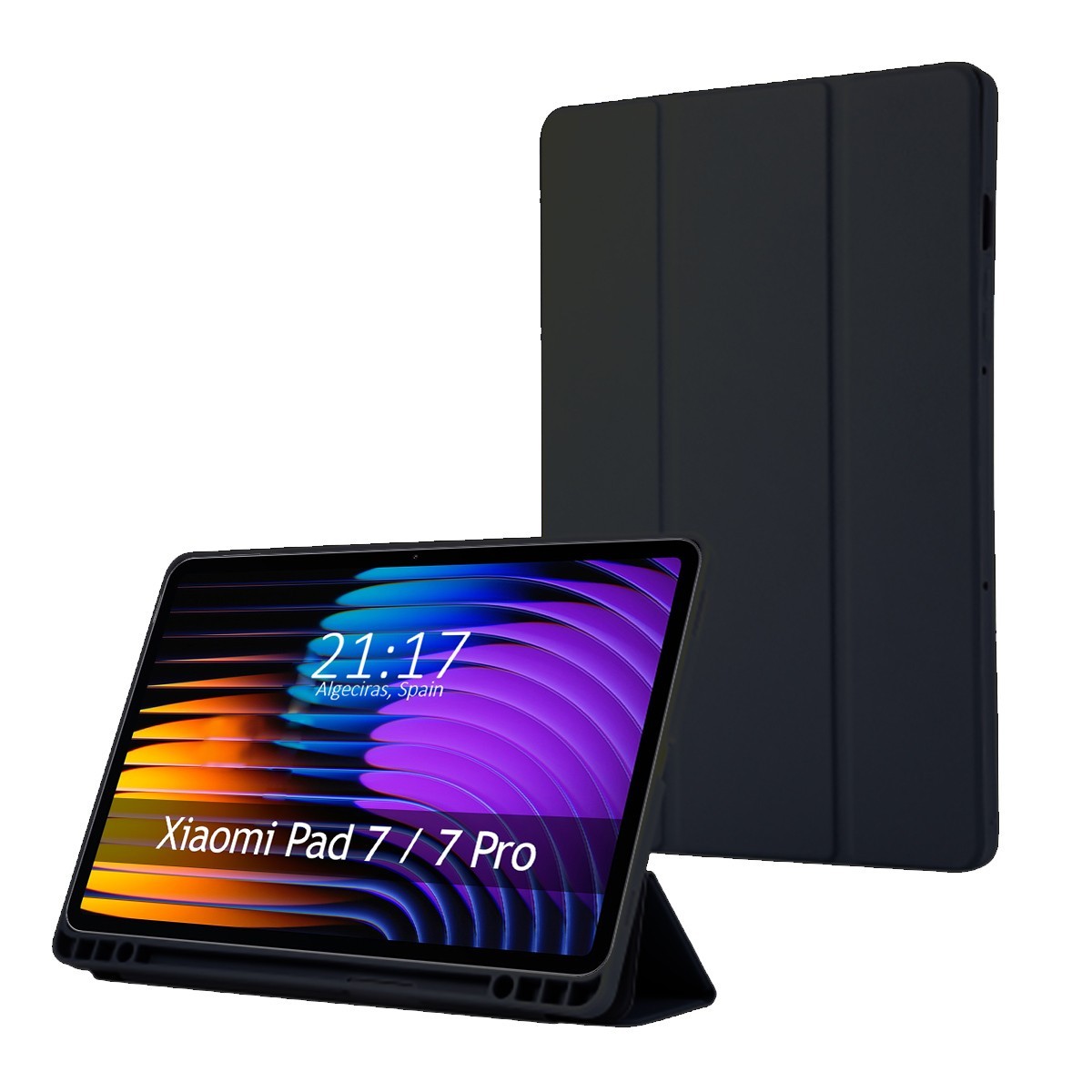 Funda con tapa Smart para Xiaomi Pad 7 / 7 Pro color Negra
