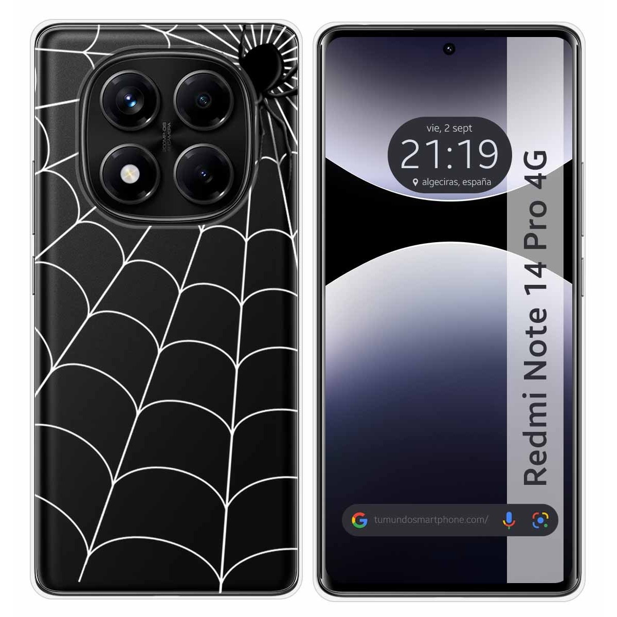 Funda Silicona Transparente para Xiaomi Redmi Note 14 Pro 4G diseño Araña Dibujos