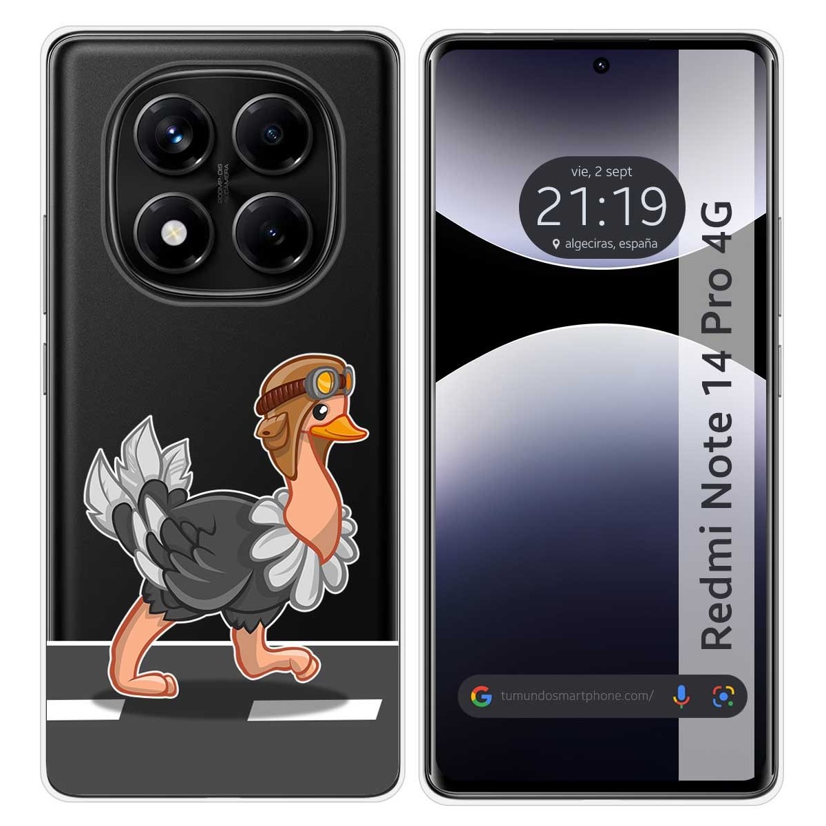 Funda Silicona Transparente para Xiaomi Redmi Note 14 Pro 4G diseño Avestruz Dibujos