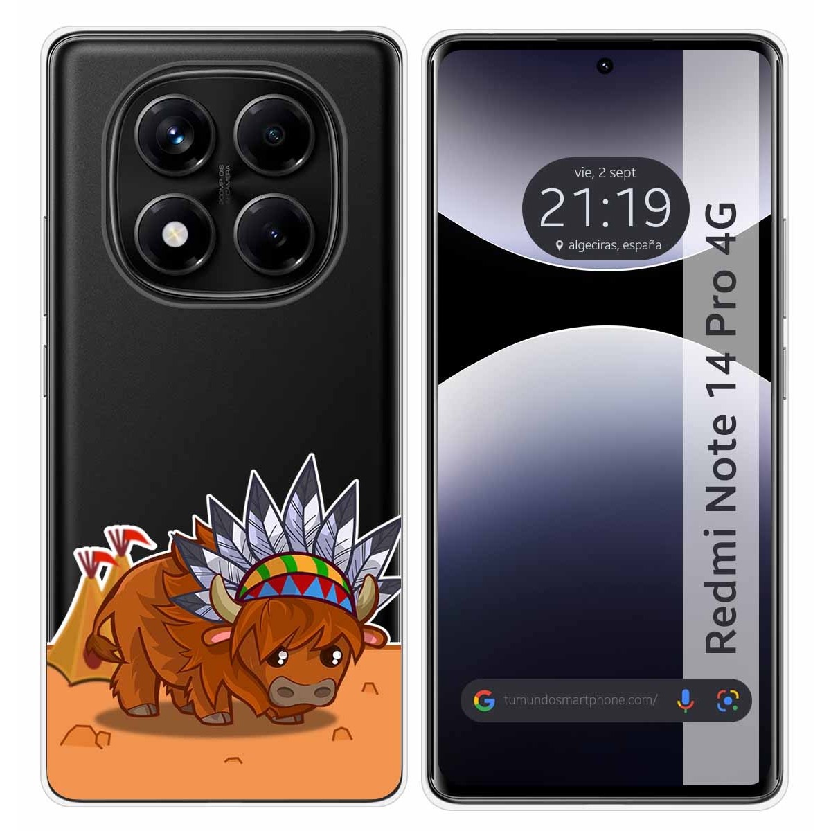 Funda Silicona Transparente para Xiaomi Redmi Note 14 Pro 4G diseño Bufalo Dibujos