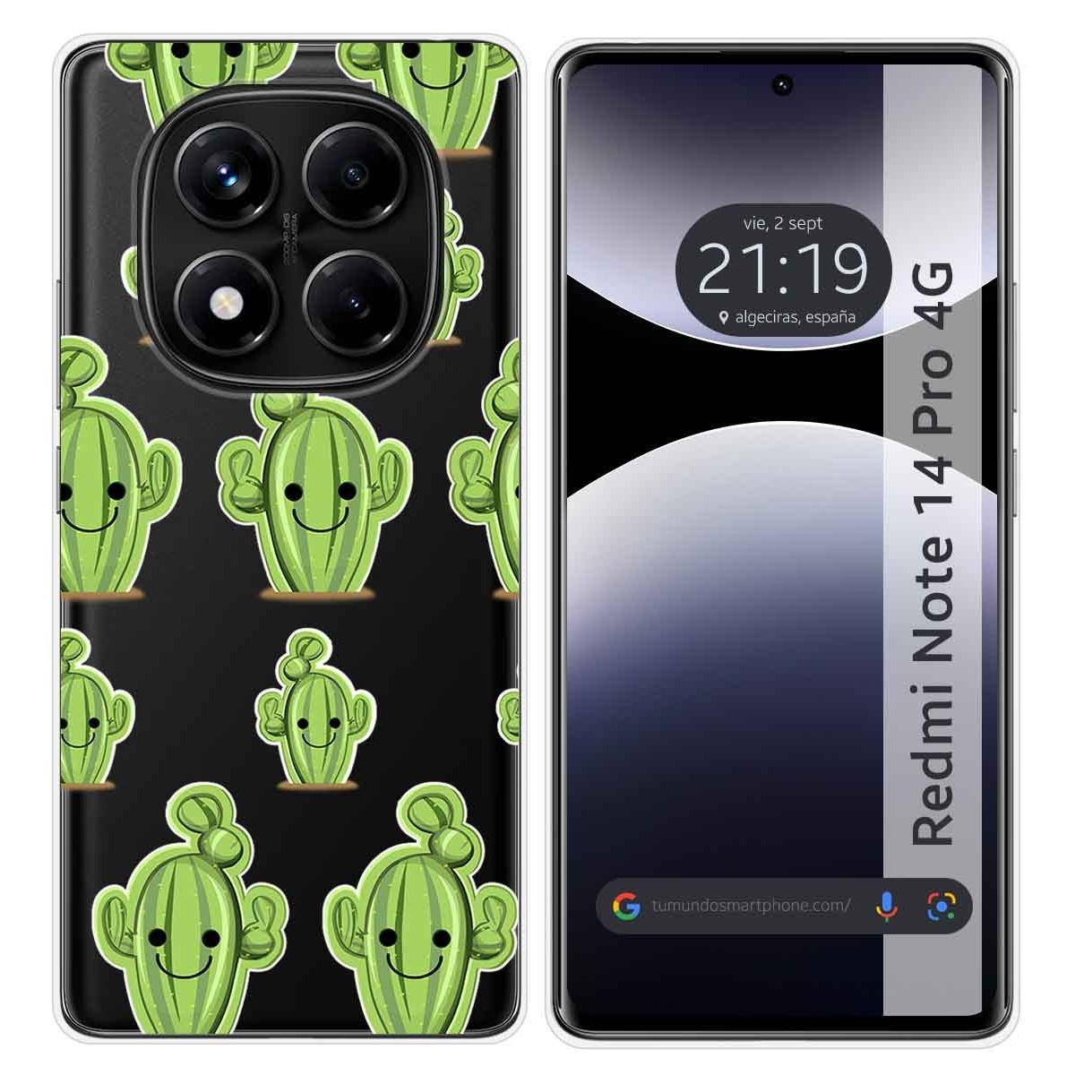 Funda Silicona Transparente para Xiaomi Redmi Note 14 Pro 4G diseño Cactus Dibujos