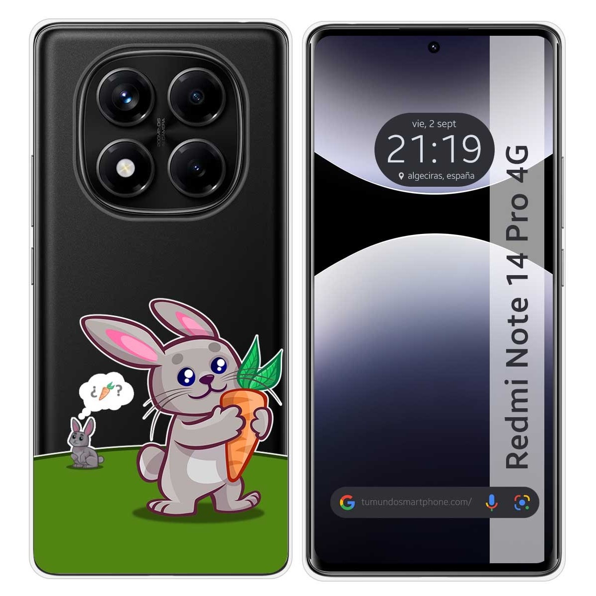 Funda Silicona Transparente para Xiaomi Redmi Note 14 Pro 4G diseño Conejo Dibujos