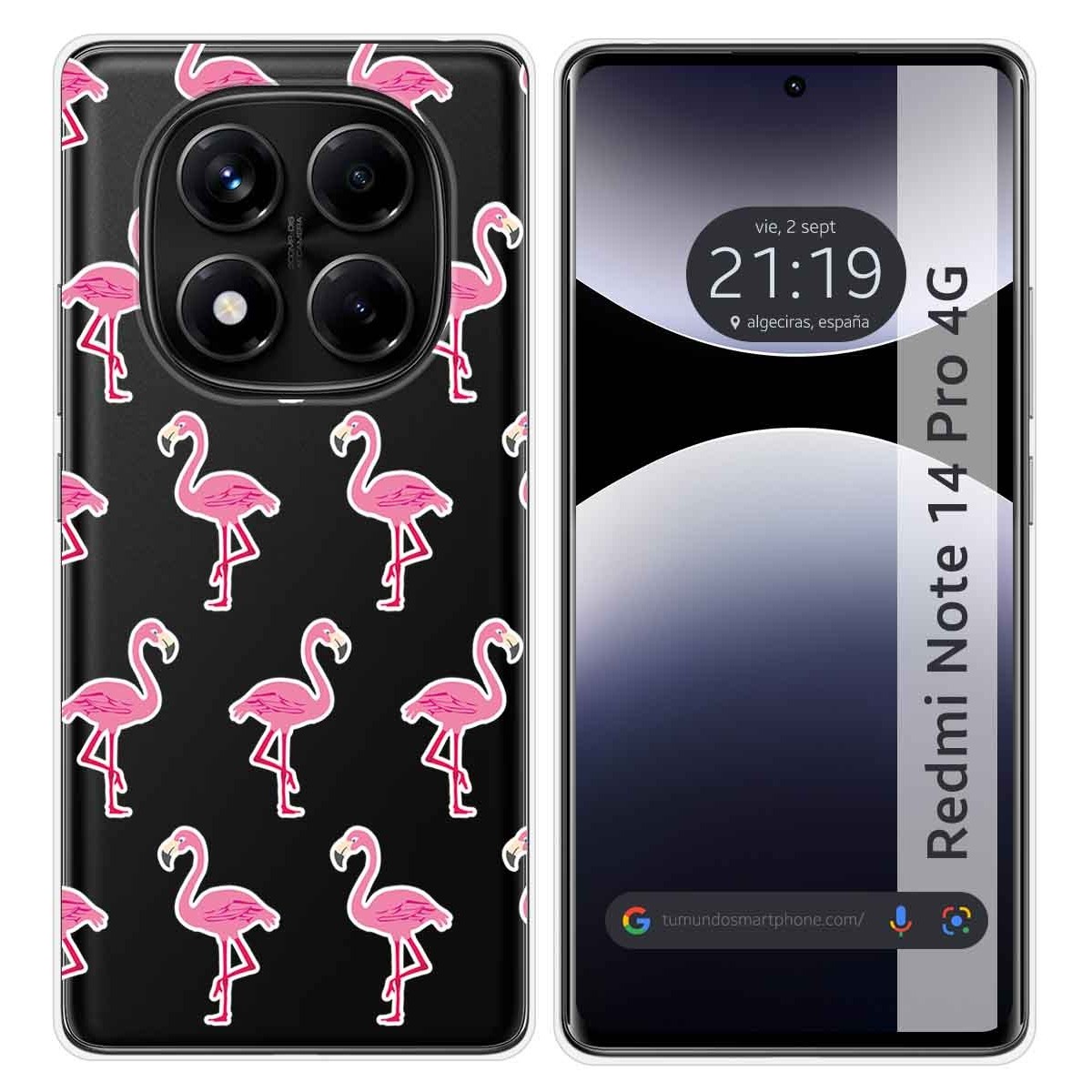 Funda Silicona Transparente para Xiaomi Redmi Note 14 Pro 4G diseño Flamenco Dibujos