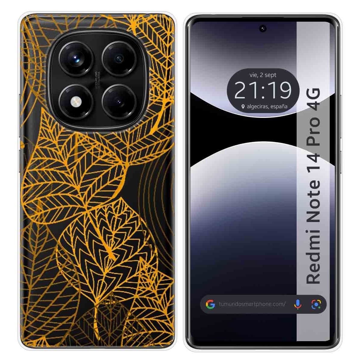 Funda Silicona Transparente para Xiaomi Redmi Note 14 Pro 4G diseño Hojas Dibujos