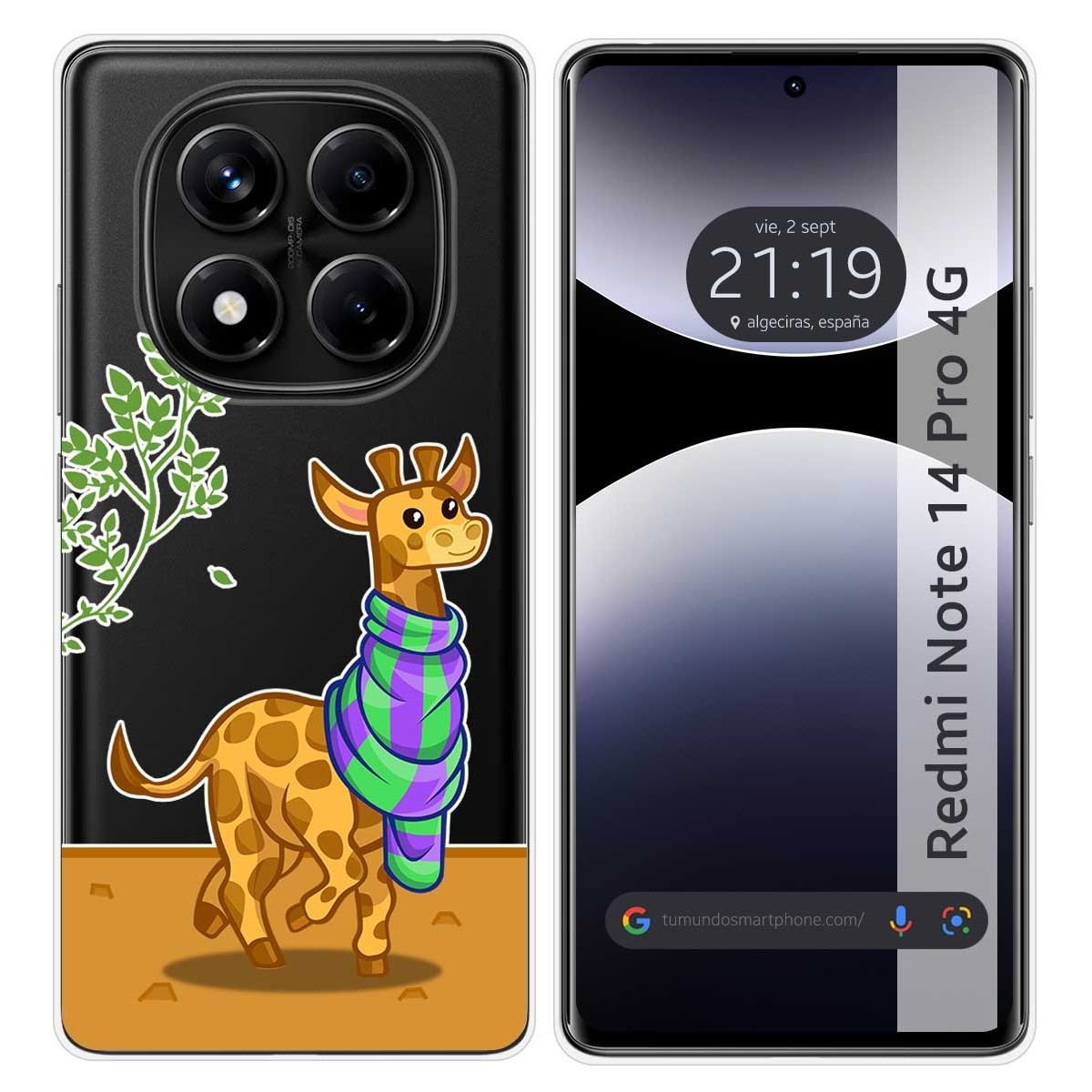 Funda Silicona Transparente para Xiaomi Redmi Note 14 Pro 4G diseño Jirafa Dibujos