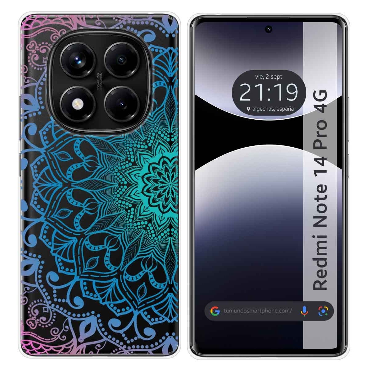 Funda Silicona Transparente para Xiaomi Redmi Note 14 Pro 4G diseño Mandala Dibujos