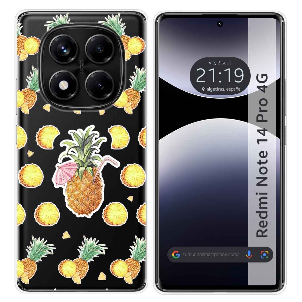 Funda Silicona Transparente para Xiaomi Redmi Note 14 Pro 4G diseño Piña Dibujos