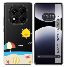 Funda Silicona Transparente para Xiaomi Redmi Note 14 Pro 4G diseño Playa Dibujos
