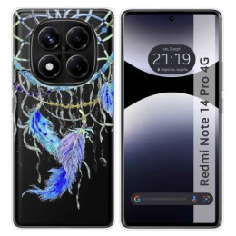 Funda Silicona Transparente para Xiaomi Redmi Note 14 Pro 4G diseño Plumas Dibujos