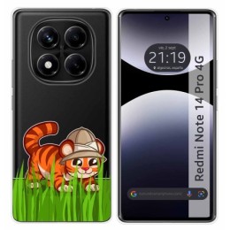 Funda Silicona Transparente para Xiaomi Redmi Note 14 Pro 4G diseño Tigre Dibujos