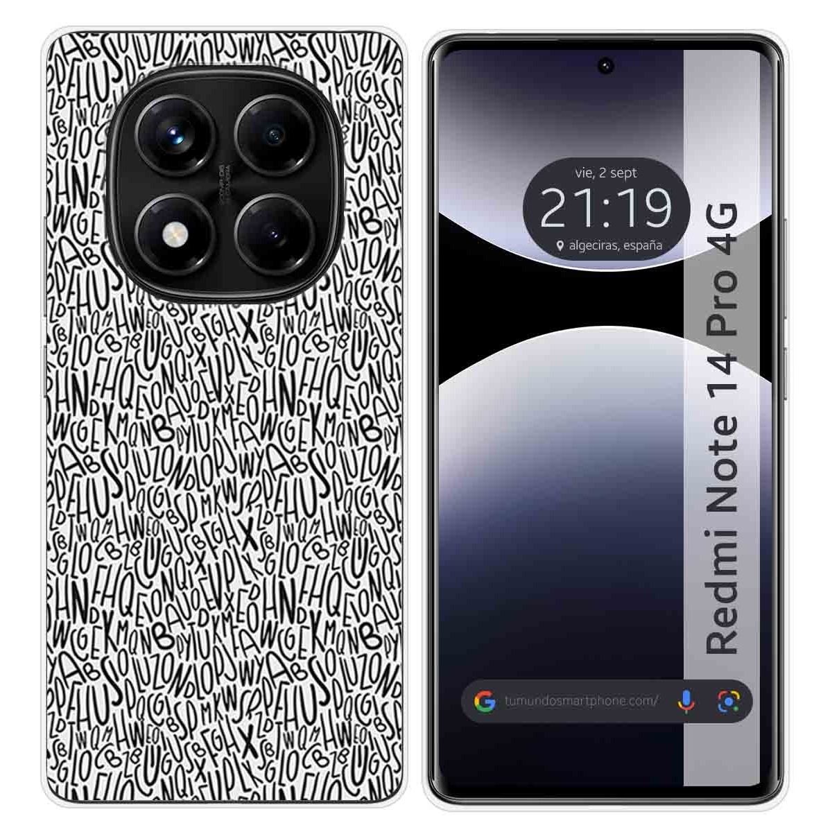 Funda Silicona para Xiaomi Redmi Note 14 Pro 4G diseño Letras Dibujos