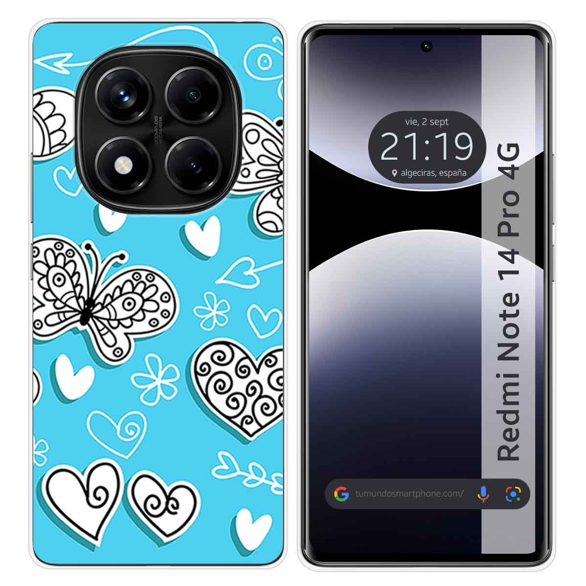 Funda Silicona para Xiaomi Redmi Note 14 Pro 4G diseño Mariposas Dibujos