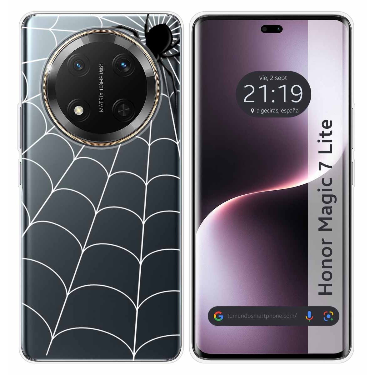 Funda Silicona Transparente para Huawei Honor Magic 7 Lite 5G diseño Araña Dibujos