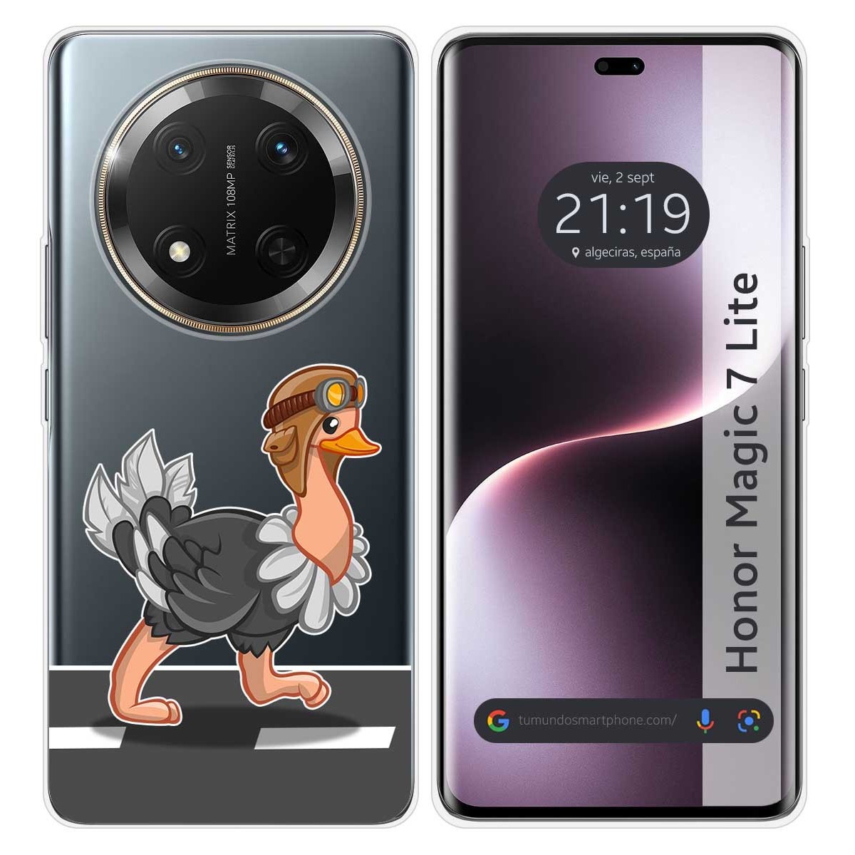Funda Silicona Transparente para Huawei Honor Magic 7 Lite 5G diseño Avestruz Dibujos