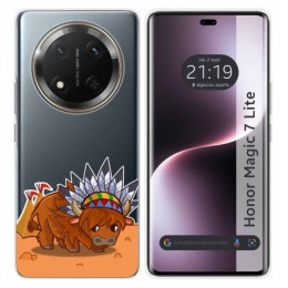 Funda Silicona Transparente para Huawei Honor Magic 7 Lite 5G diseño Bufalo Dibujos