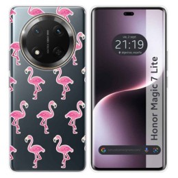 Funda Silicona Transparente para Huawei Honor Magic 7 Lite 5G diseño Flamenco Dibujos