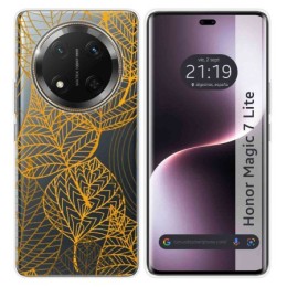 Funda Silicona Transparente para Huawei Honor Magic 7 Lite 5G diseño Hojas Dibujos