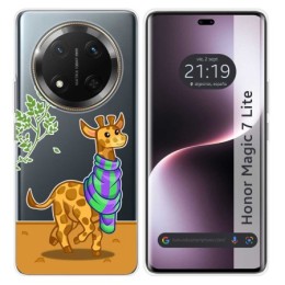 Funda Silicona Transparente para Huawei Honor Magic 7 Lite 5G diseño Jirafa Dibujos