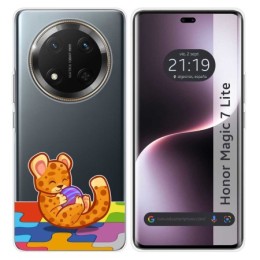 Funda Silicona Transparente para Huawei Honor Magic 7 Lite 5G diseño Leopardo Dibujos
