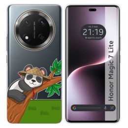 Funda Silicona Transparente para Huawei Honor Magic 7 Lite 5G diseño Panda Dibujos