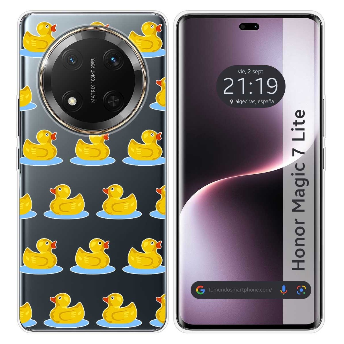 Funda Silicona Transparente para Huawei Honor Magic 7 Lite 5G diseño Pato Dibujos