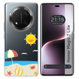 Funda Silicona Transparente para Huawei Honor Magic 7 Lite 5G diseño Playa Dibujos