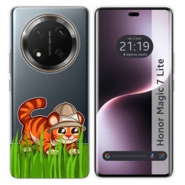 Funda Silicona Transparente para Huawei Honor Magic 7 Lite 5G diseño Tigre Dibujos